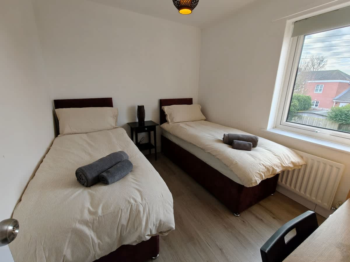 Second bedroom made up as 2 singles